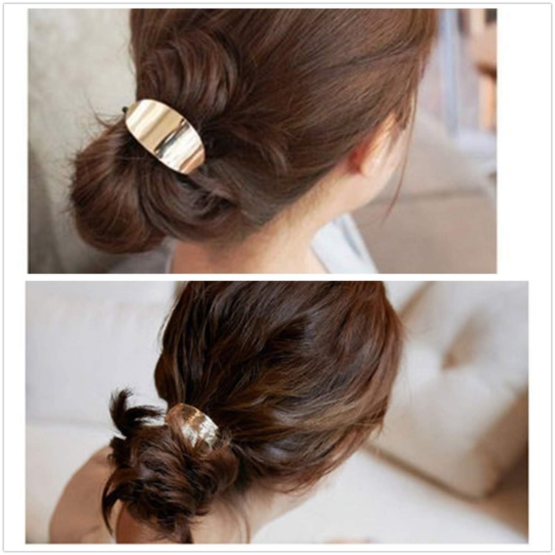 JinYu 8 Pcs Metal Leaf Hair Rope Hairband Ponytail Holder Hair Ring Crystal Elastic Rubber Band Hair Tie Hair Headdress Hair Accessories -2 Styles Gold and Silver - Image 2
